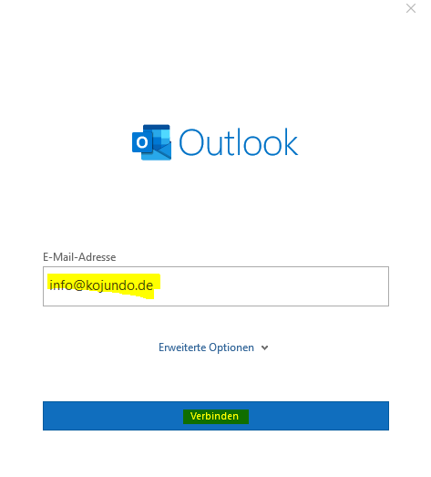 Microsoft Outlook Anmeldung mit freigegebenen Postfach