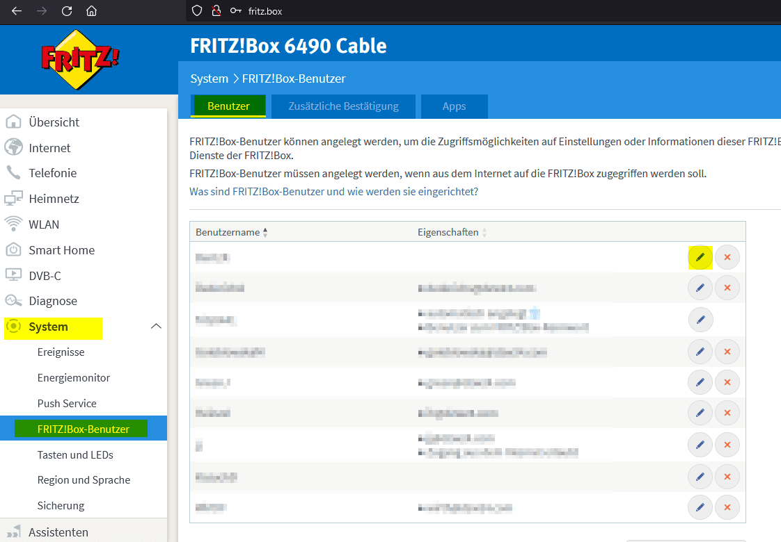 FritzBox VPN User Einstellungen 